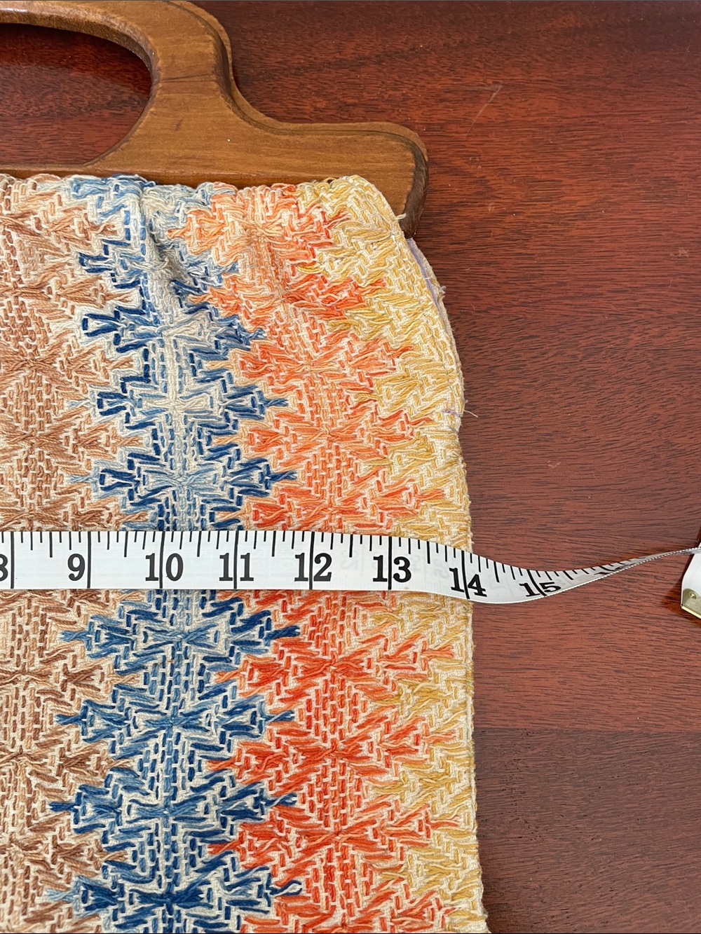 VNT Knitting Bag Multicolor with Wooden Handle - Picture 7 of 8